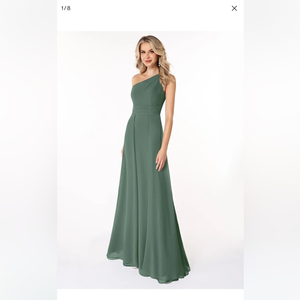 Azazie Dallas green one shoulder dress - A8 - eucalyptus - green - bridesmaid